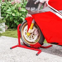 HOMCOM Metal Motorcycle Motorbike Wheel Chock Locking Stand System 17", 19", 21"/43, 48, 51 cm Front Wheels Steel Adjustable Fixing Tyre Holder Support(m-10)