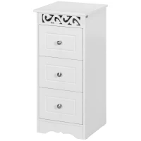 HOMCOM Armario de Almacenamiento Cajonera Blanca Cómoda con 3 Cajones para Cocina Comedor Salón Dormitorio 29,8x29,8x68,5 cm(m-12)