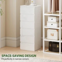 HOMCOM Chest of Drawers High Gloss Finish 6 Drawer Dresser Space Saving Slim Design Handle Free Drawers High-Gloss White(m-6)