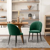 HOMCOM 2er-Set Esszimmerstühle Küchenstühle Akzentstühle, 52 cm x 54 cm x 79 cm, Grün(m-2)