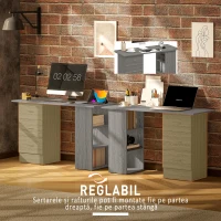 HOMCOM Birou pentru PC cu 3 Sertare și 3 Rafturi, Birou pentru Cameră și Birou din MDF 120x49x72 cm, Gri(m-6)