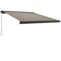 Outsunny 3 x 2.5 m Electric Awning with Remote Controller, Aluminium Frame DIY Retractable Awning, UV50+ Sun Shade Canopy for Garden Patio Deck Door Window, Light Grey(m-1)