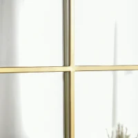 HOMCOM Espejo Decorativo de Pared 50x70cm Espejo de Ventana de Metal para Salón Dormitorio Entrada Estilo Moderno Dorado(m-9)