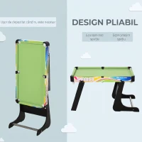 HOMCOM Masă de Joc 4 în 1 Pliabilă pentru Fotbal de Masă, Biliard, Air Hockey și Ping Pong, din MDF și Plastic(m-7)