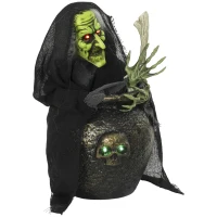 HOMCOM Geanimeerde Halloween-tafelheks met lachgeluid, verlichte ogen en geluid-/aanraakactivatie(m-11)