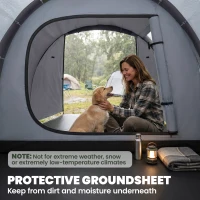 Outsunny 2 Man Tunnel Tent with Sewn-in Groundsheet, Air Vents, Rainfly, 2000mm Large Camping Tent with Bedroom, Porch, Living Area for Camping, Hiking, 426L x 206W x 154H cm, Dark Grey(m-7)