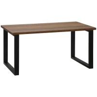 HOMCOM Mesa de Centro Rectangular de Estilo Industrial con Encimera de Madera y Marco de Acero 100x60x50 cm Natural(m-11)