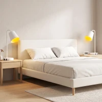 HOMCOM Set de 2 Veioze Moderne din Oțel cu Porturi USB, Soclu E27, Bec Neinclus, Alb(m-6)