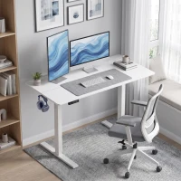 HOMCOM Escritorio Elevable Eléctrico 120x60 cm con 3 Memorias Pantalla LED 2 Ganchos y 2 Pasacables Blanco(m-2)