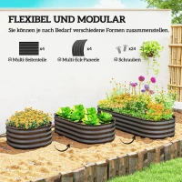 Outsunny Hochbeet Pflanzenbeet, modulares Hochbett, geschützte Kanten, Design ohne Boden,  150 x 62 x 30 cm, Dunkelgrau(m-4)