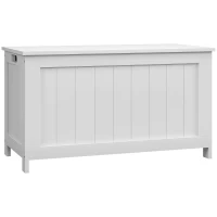 HOMCOM Aufbewahrungsbox Aufbewahrunskiste Spielzeugtruhe, MDF, 2 Griffe, 81 x 40 x 46 cm, Weiß(m-12)
