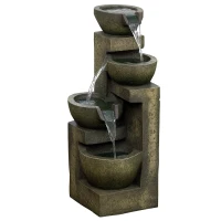 Outsunny Springbrunnen, 3 Einstellungen, wetterbeständig, 25 cm x 24 cm x 60 cm, Grau(m-12)