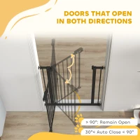 PawHut Metal 74-80cm Wide Adjustable Dog Gate Black(m-5)