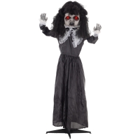 HOMCOM Horrorpuppe, Helloweendeko, gruselige Stimme & Musik, rote Augen, beweglich, 160 cm