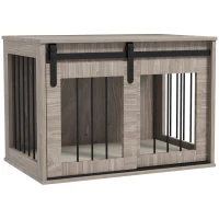 PawHut Dog Crate Furniture with Removable Cushion for Medium Dogs, 80 x 54 x 57cm - Brown(m-1)