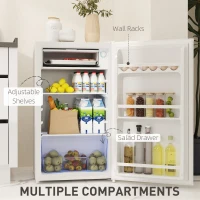 HOMCOM 91L Freestanding Under-Counter Fridge with Lock - White(m-6)