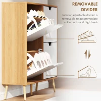 HOMCOM Shoe Storage Cabinet, 4 Flip Drawers, Shoe Organizer for 8-16 Pairs of Shoes, Natural(m-6)