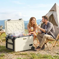 Outsunny 42.5L Compressor Car Fridge Freezer, Camping Refrigerator with App Control, 20℃-20℃(m-2)