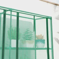 Outsunny Invernadero de Exterior de 3 Niveles con Puerta Enrollable con Cremallera 9 Estantes Cubierta de PE 215x46x151cm Verde(m-8)