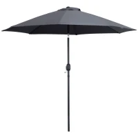 Outsunny 2.7M Garden Parasol Umbrella with Glass Fibre Ribs and Aluminium Frame, Tilting Sun Shade Shelter Canopy, Charcoal Grey(m-10)