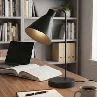 HOMCOM Set di 2 Lampade da Tavolo Moderne in Acciaio con Porte USB, Attacco E27, Nero(m-9)
