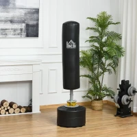 HOMCOM Saco de Boxeo de Pie para Adultos 170cm Altura Ajustable en 3 Niveles Punching Ball con Base Negro(m-2)