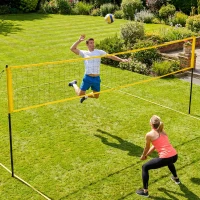 SPORTNOW Ensemble de Volley-Ball et Badminton, Poteaux en Acier Hauteur Réglable, Sac de transport, pour Pelouse Plage Jardin(m-11)