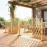 Outsunny Set de 2 Paneles de Vallas de Jardín Exterior Extensibles de Madera para Decoración Terraza 180x30x103 cm Natural(m-2)