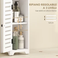HOMCOM Mobile Bagno Slim con Porta a Lamelle, Mobiletto Bagno con Ripiani Regolabili, Vano Aperto, 22x20x75 cm, Bianco(m-5)