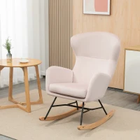 HOMCOM Silla Mecedora Tapizada en Terciopelo Sillón Balancín Relax con Asiento Acolchado y Reposabrazos 65x87x102cm Rosa(m-10)