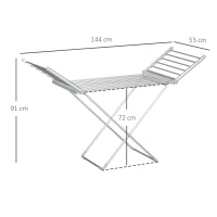 HOMCOM Séchoir à linge étendoir à linge électrique 2 ailes latérales extensibles cadre en alliage d'aluminium 144 x 53 x 91 cm(m-3)