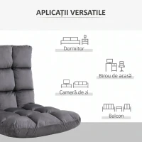 HOMCOM Fotoliu de Podea din Catifea cu Spătar Reglabil până la 180° și Tapițerie Groasă, 55x71x53.5cm, Gri Închis(m-6)