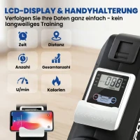 SPORTNOW Rudergerät für Zuhause Leises Magnetisches Rudergeräte mit 16 Widerstandsstufen Exklusiver APP LCD-Display Handyhalter(m-6)
