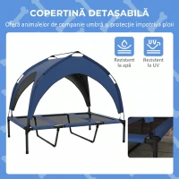 PawHut Cușcă pentru Câini de Talie Mare cu Acoperiș de Protecție, din Oțel și Poliester, 106x76x94 cm, Albastru Închis(m-5)