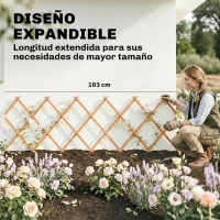 Outsunny Enrejado de Jardín de Madera Extensible Soporte para Plantas Trepadoras Rosas y Parra 180x60 cm Marrón Claro(m-4)