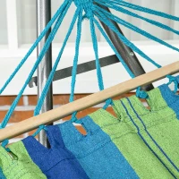 Outsunny Hamaca con Soporte Plegable 2 en 1 Tendedero con Barra Estructura de Acero para Jardín 270x100x94 cm Azul y Verde(m-8)