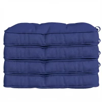 Outsunny Garden Seat Cushion with Ties, 42 x 42cm Replacement Dining Chair Seat Pad, Dark Blue(m-14)