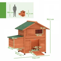 PawHut Pollaio in Legno con Nido, Tetto Impermeabile, Vassoio Estraibile, 2 Trespoli, Rampa, Finestra, per 2 Galline, Anatre,Arancione(m-3)