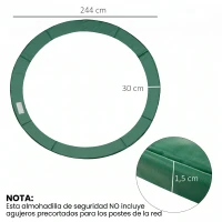 HOMCOM Cubierta de Protección Acolchada para Cama Elástica Borde de Seguridad para Trampolines con Diámetro Ø244 cm Verde(m-3)