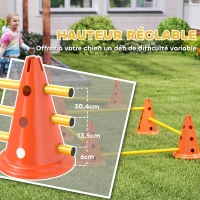 PawHut Ensemble d'Agilité pour Chien 6 Pièce, Parcours d'Obstacle hauteur réglable avec Sac de Transport, Orange(m-6)