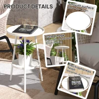 Outsunny Two-Tier Metal Garden Table - White(m-5)