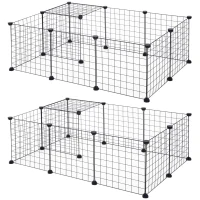 PawHut Cage parc enclos pour animaux domestiques L 106 x l 73 x H 36 cm bords arrondis fil métallique noir(m-11)