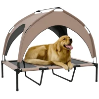 PawHut Lit pour chien chat sur pieds lit chien surélevé velum anti-UV oxford sac de transport 106 x 76 x 94 cm café(m-11)