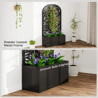 Outsunny Metal Garden Bed for Garden with Trellis, Wall Mounted or Freestanding Raised Planter with Curved Privacy Screen(m-7)