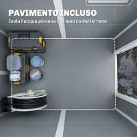 Outsunny Casetta da Giardino in Resina con Pavimento, Porta con Blocco e Finestra, 1.3 x 1.8 m, Grigio(m-3)