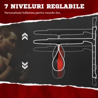 SPORTNOW Punching Ball montat pe perete, cu Speed Bag rotativ la 360° și reglabil pe 7 niveluri de înălțime, negru și roșu(m-4)