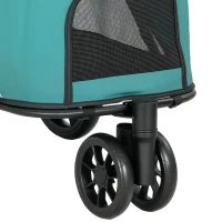 PawHut Dog Stroller, 3 Wheels Pet Stroller with Dual Entry, Easy One-Click Quick Fold, Mesh Windows, Washable Cushion(m-12)