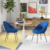 HOMCOM Runder Esstisch, pulverbeschichteter Stahl, MDF mit Melamin, rutschfeste Füße, 70 x 74 cm, Weiß(m-10)