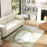 HOMCOM Modern Area Rug, Machine Washable Rug, Allergy-Friendly Floor Carpet for Living Room, Bedroom, Dining Room, Home Office, 170 x 120 cm, Cream White(m-10)