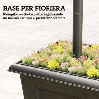 Outsunny Lampione da Giardino Solare 1.6 m in Alluminio, Accensione Automatico, IP44 Impermeabile, Nero(m-7)